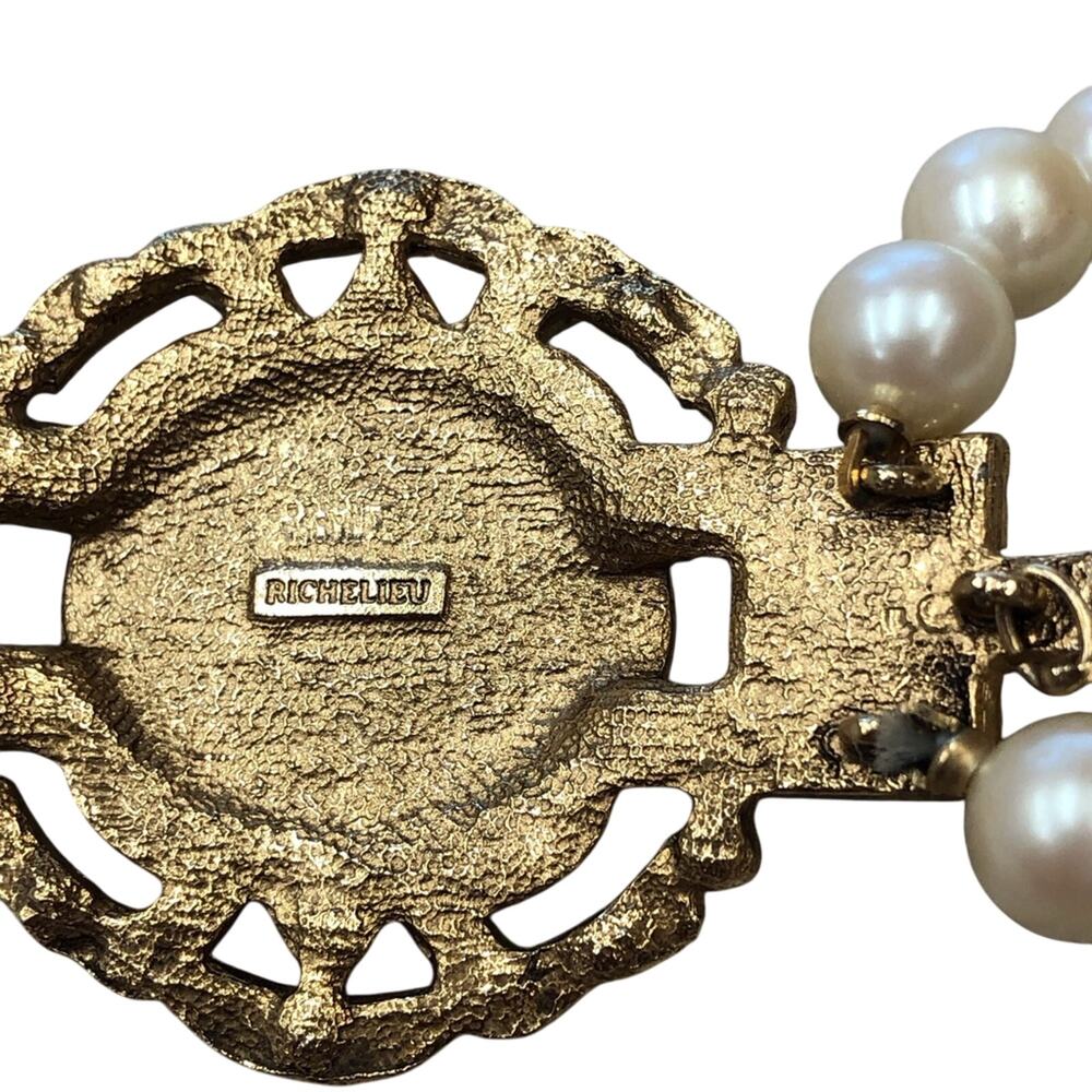 Vintage Signed Richelieu Pearlescent Rhinestone Choker - Picture 7 of 16